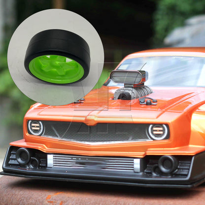 BQLZR 4x Drift Tire & Green Wheel Rim for RC 1:10 On Road Racing Car & Drift Car Black