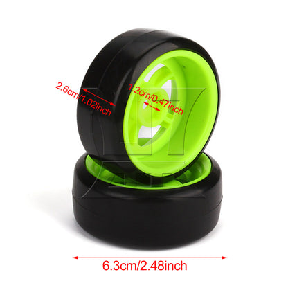 BQLZR 4x Drift Tire & Green Wheel Rim for RC 1:10 On Road Racing Car & Drift Car Black