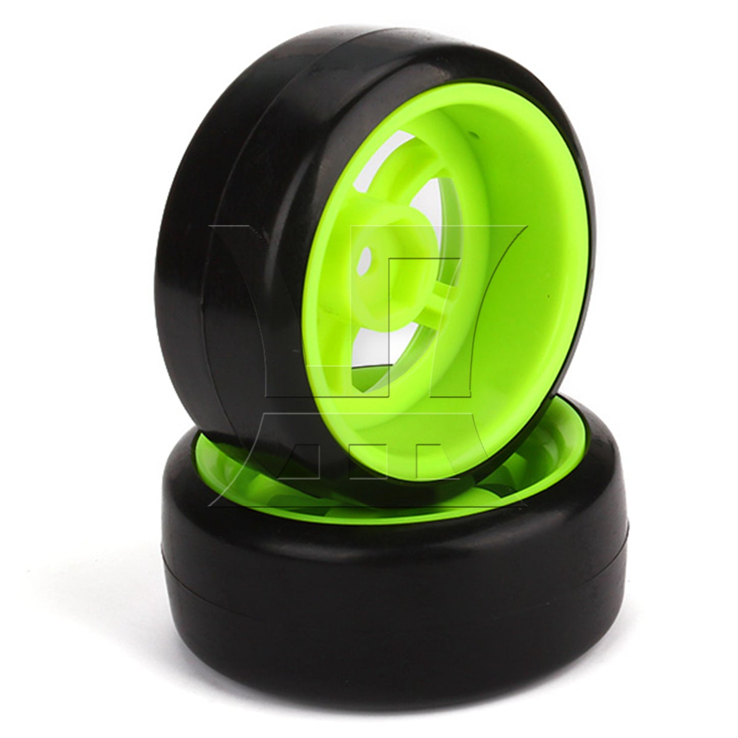BQLZR 4x Drift Tire & Green Wheel Rim for RC 1:10 On Road Racing Car & Drift Car Black