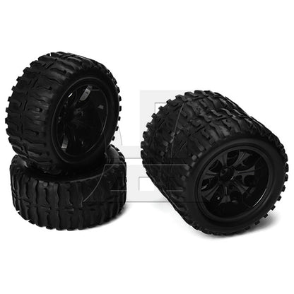 BQLZR Black RC 1:10 Truck Water Wave Tires + Wheel Hub 12mm Pack of 4