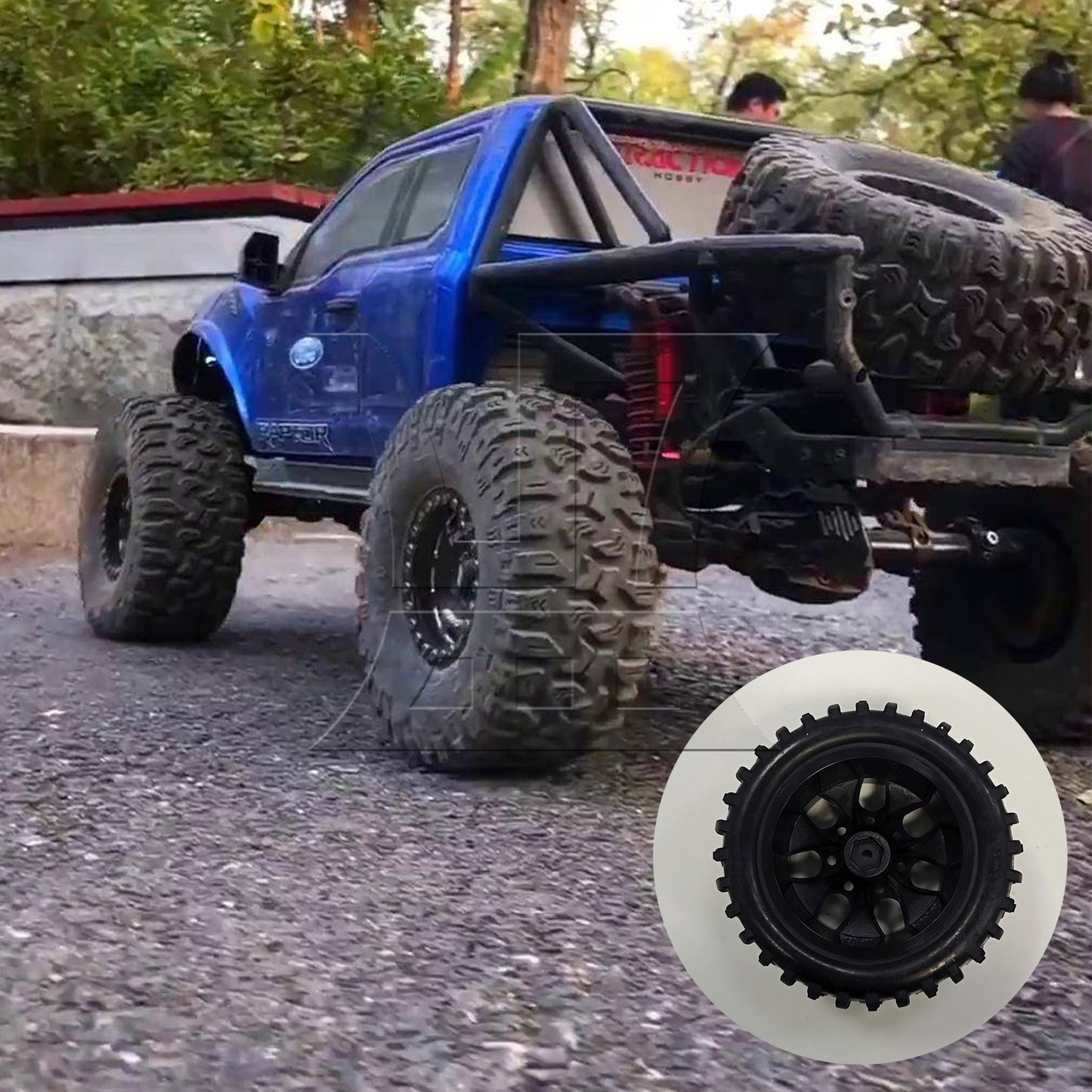 BQLZR Black RC 1:10 Truck Water Wave Tires + Wheel Hub 12mm Pack of 4