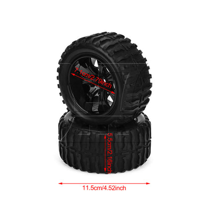 BQLZR Black RC 1:10 Truck Water Wave Tires + Wheel Hub 12mm Pack of 4