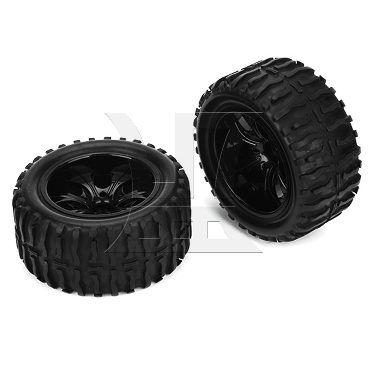BQLZR Black RC 1:10 Truck Water Wave Tires + Wheel Hub 12mm Pack of 4