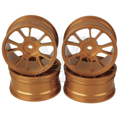 BQLZR Gold 10-Spoke Aluminium Alloy Wheel Rims For RC 1:10 On Road Car Gold Set of 4