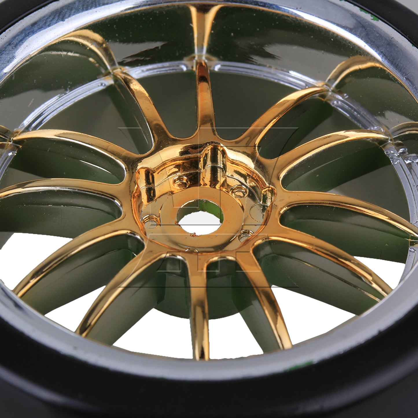 BQLZR 4PCS RC1:10 Drift Car Black Plastic Slick Tires With 12-Spoke Wheel Rims