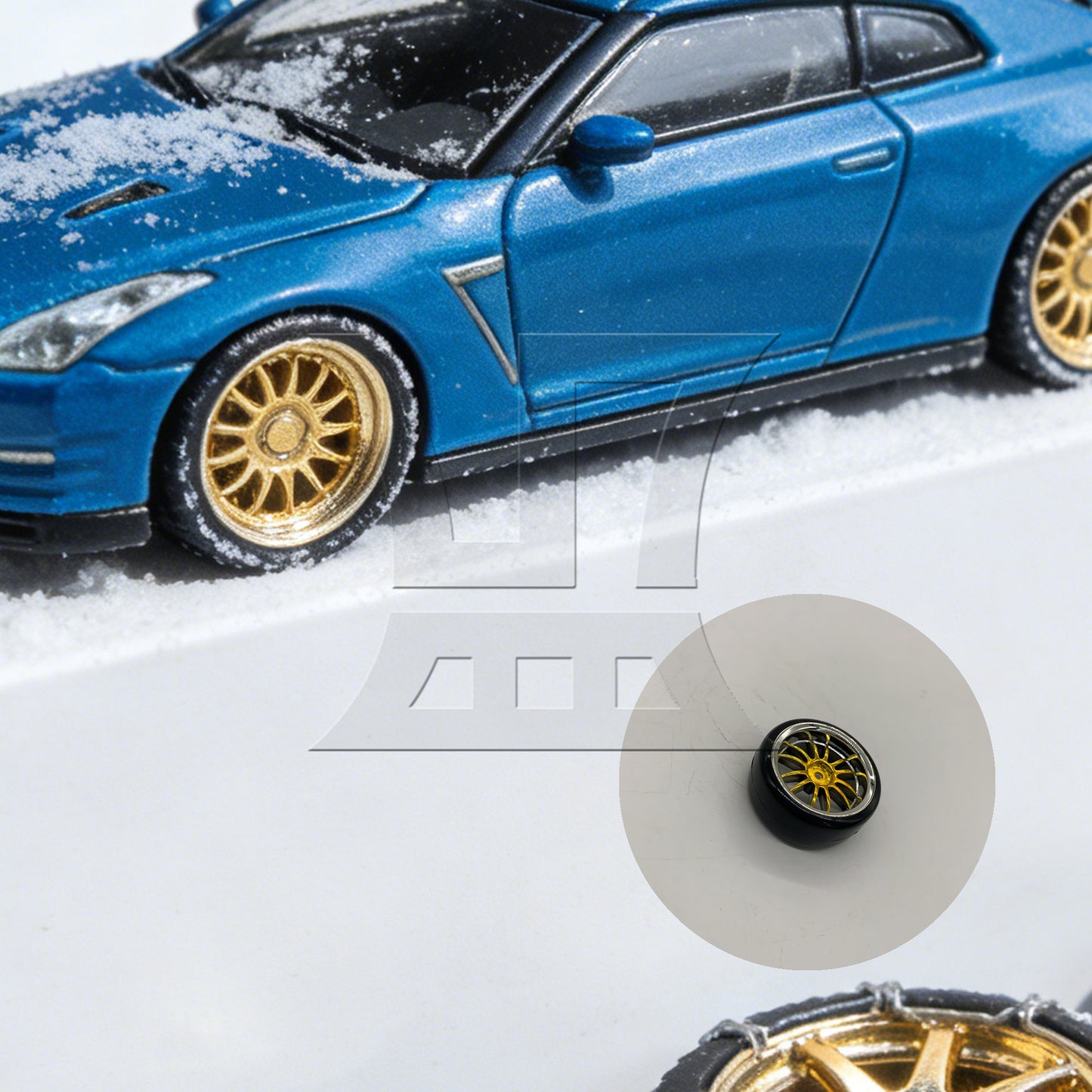 BQLZR 4PCS RC1:10 Drift Car Black Plastic Slick Tires With 12-Spoke Wheel Rims