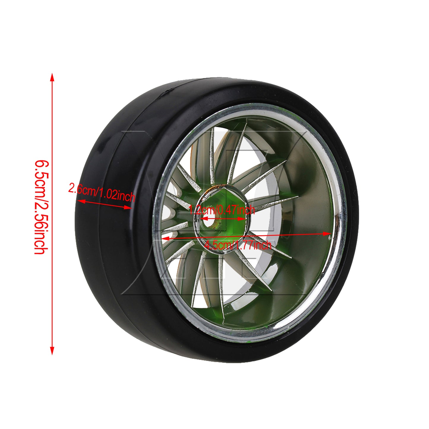 BQLZR 4PCS RC1:10 Drift Car Black Plastic Slick Tires With 12-Spoke Wheel Rims