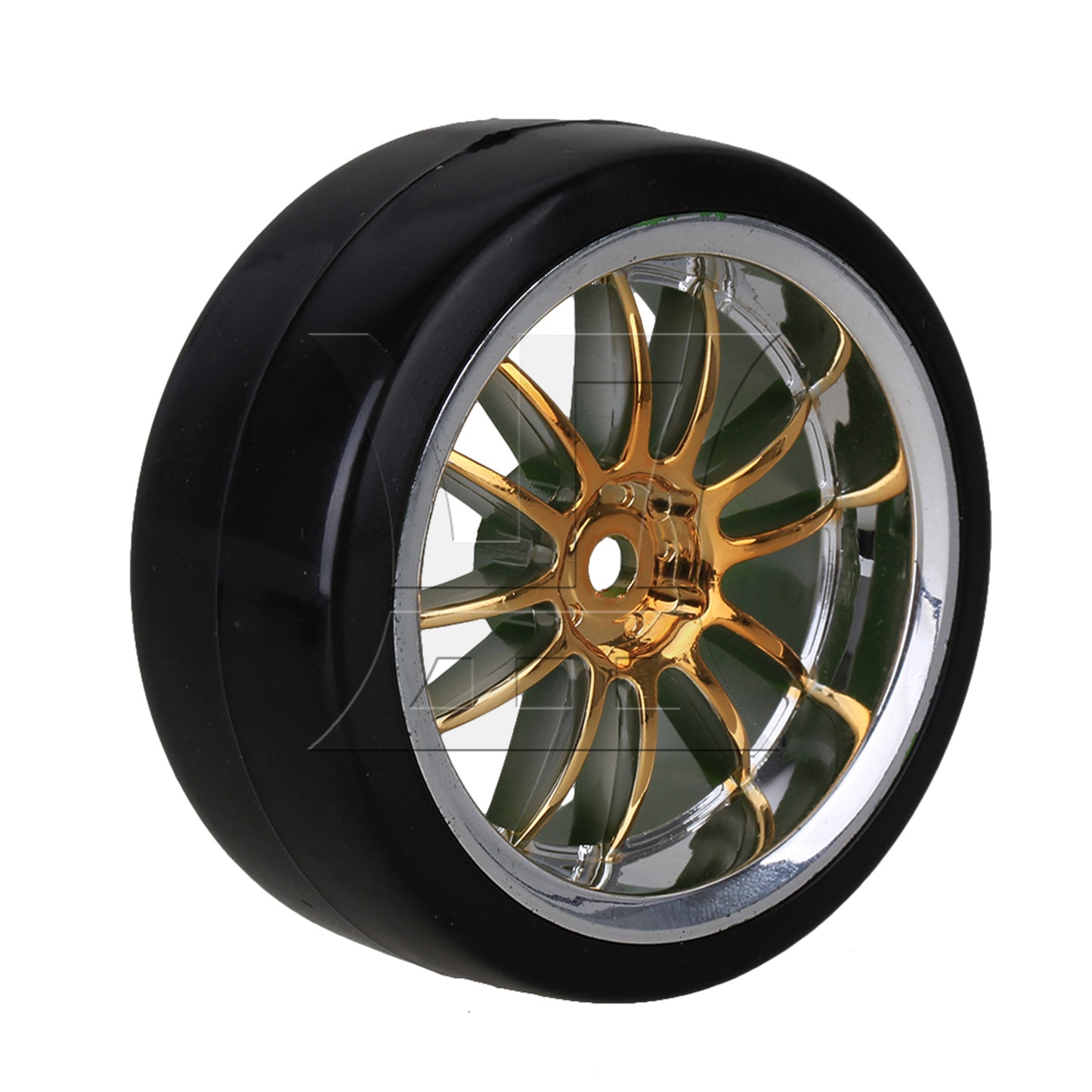 BQLZR 4PCS RC1:10 Drift Car Black Plastic Slick Tires With 12-Spoke Wheel Rims