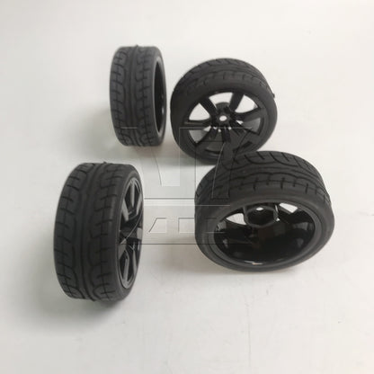 BQLZR 4PCS Rubber Tires with 7-spoke Plastic Wheel Rims RC1:10 On-road Racing Car