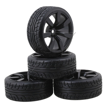 BQLZR 4PCS Rubber Tires with 7-spoke Plastic Wheel Rims RC1:10 On-road Racing Car