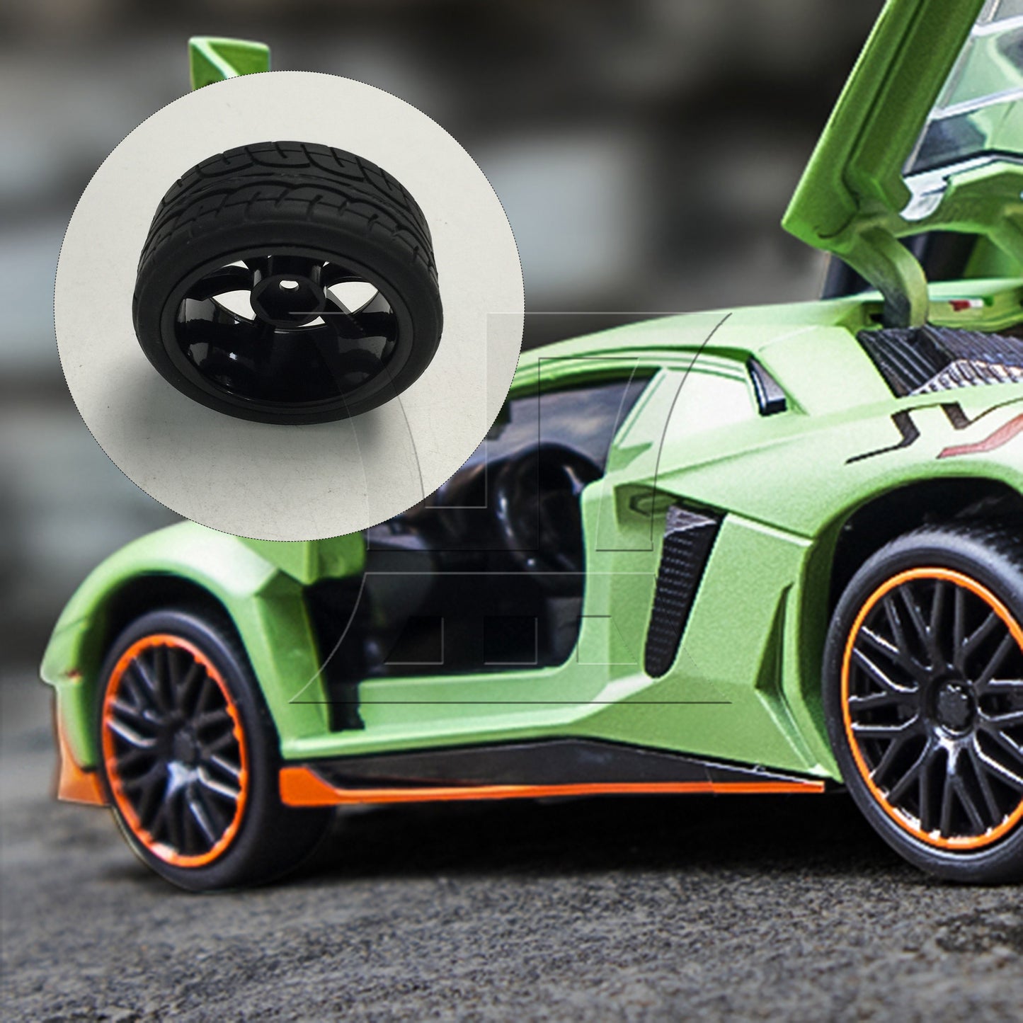 BQLZR 4PCS Rubber Tires with 7-spoke Plastic Wheel Rims RC1:10 On-road Racing Car