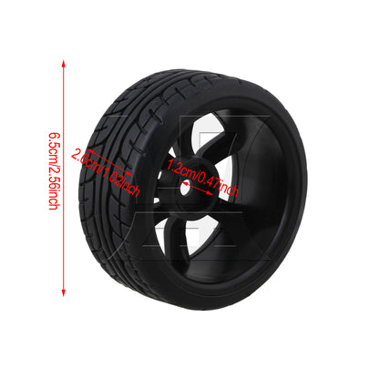 BQLZR 4PCS Rubber Tires with 7-spoke Plastic Wheel Rims RC1:10 On-road Racing Car