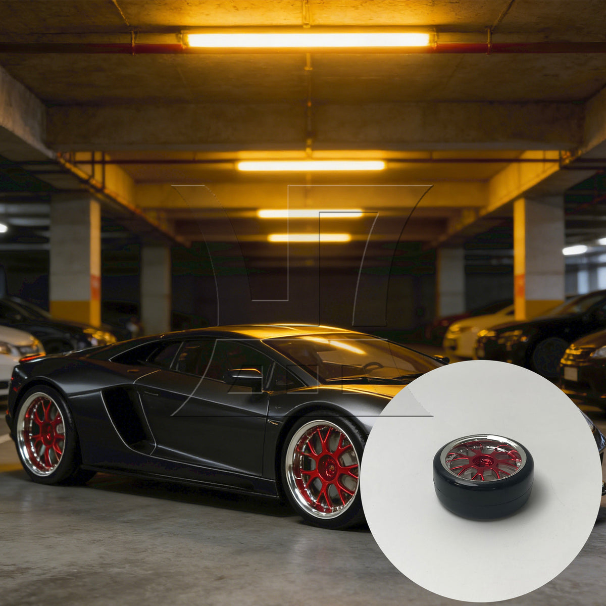 BQLZR 4PCS RC1:10 Drift Car Red+Black Smooth Tires With Y shape Hub Wheel Rim