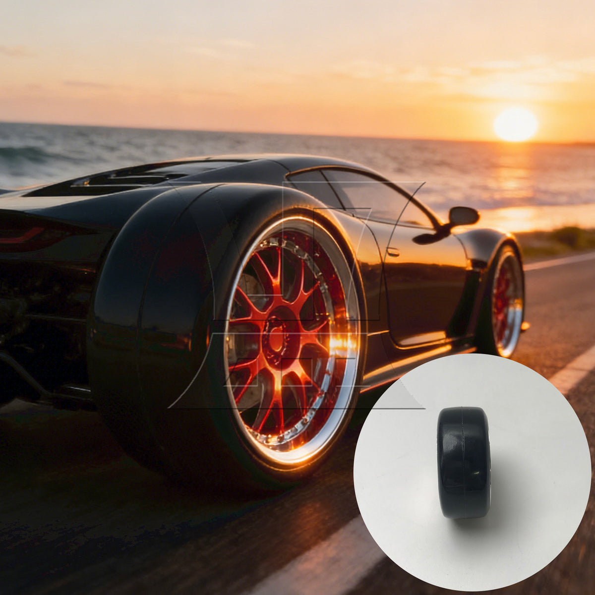 BQLZR 4PCS RC1:10 Drift Car Red+Black Smooth Tires With Y shape Hub Wheel Rim