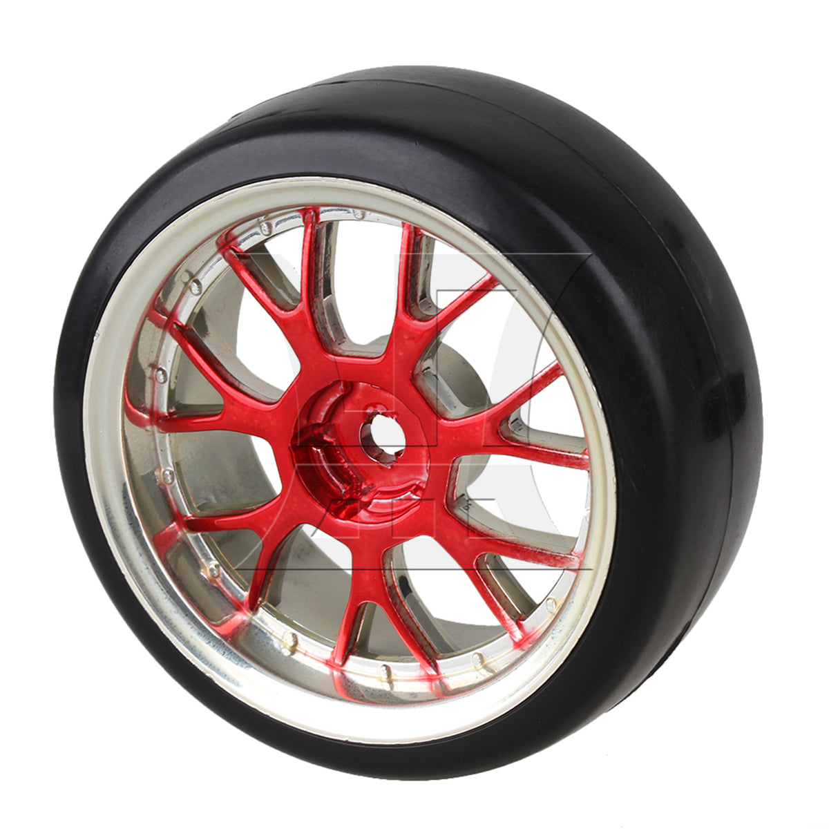 BQLZR 4PCS RC1:10 Drift Car Red+Black Smooth Tires With Y shape Hub Wheel Rim