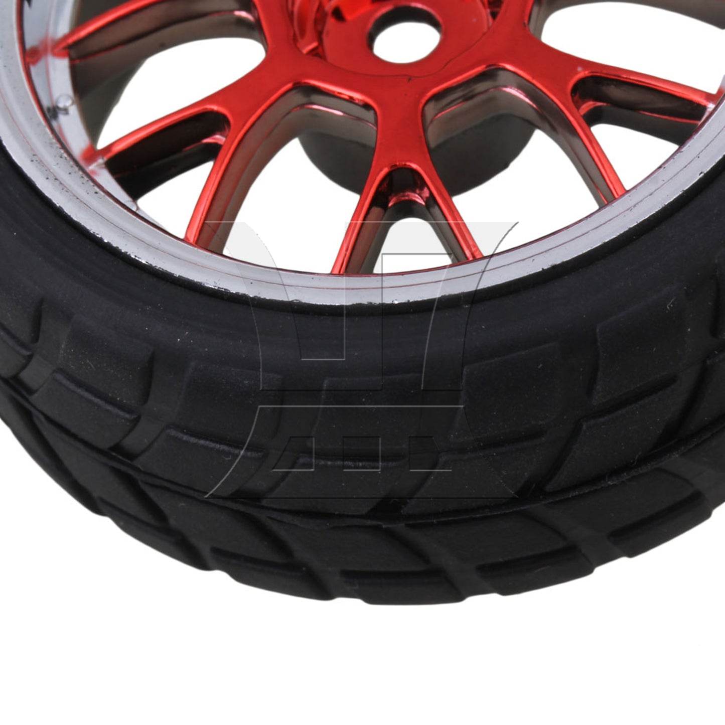 BQLZR 4PCS RC 1:10 Racing Car Y shape Hub Wheel Rim Grid Grain Tires Red and Black