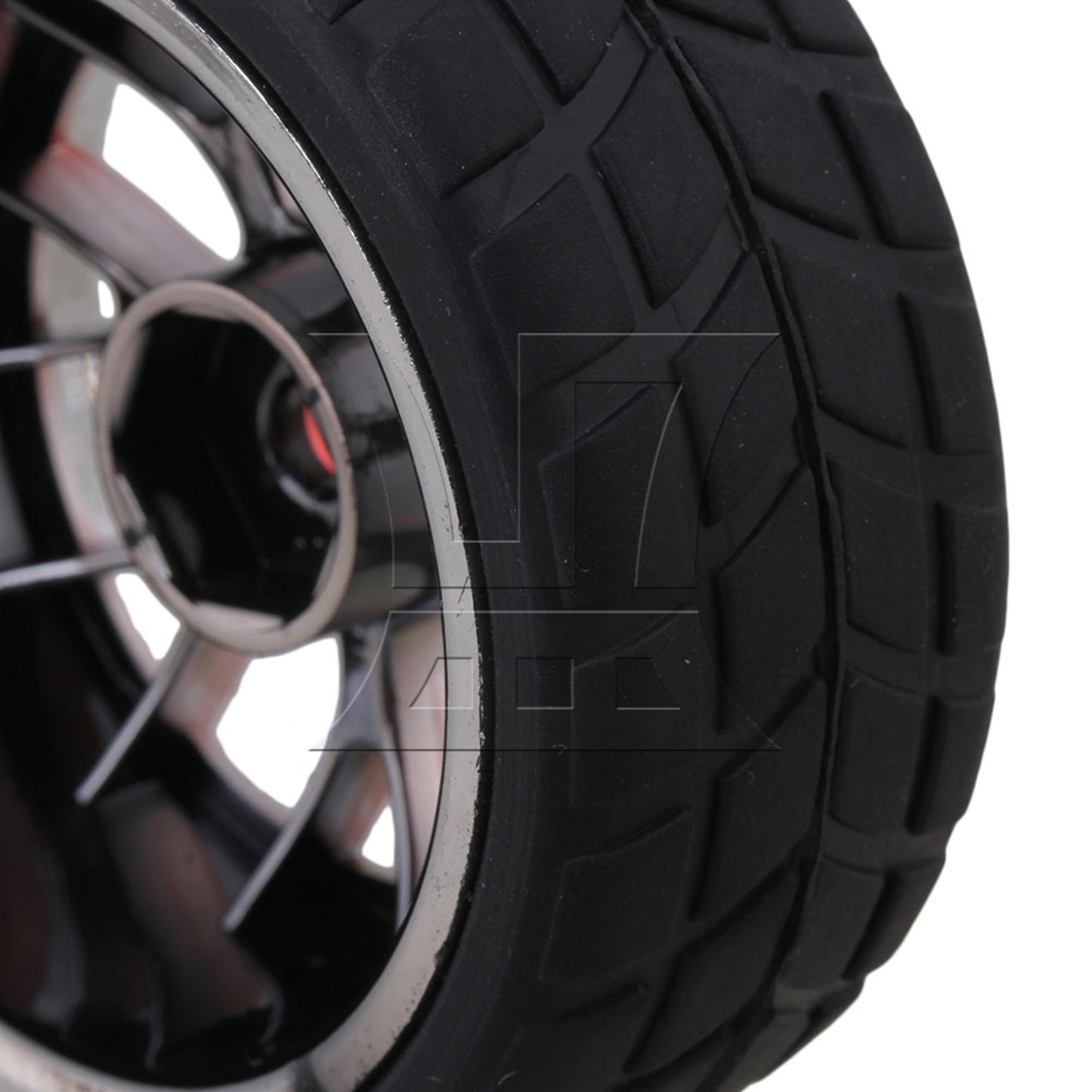 BQLZR 4PCS RC 1:10 Racing Car Y shape Hub Wheel Rim Grid Grain Tires Red and Black