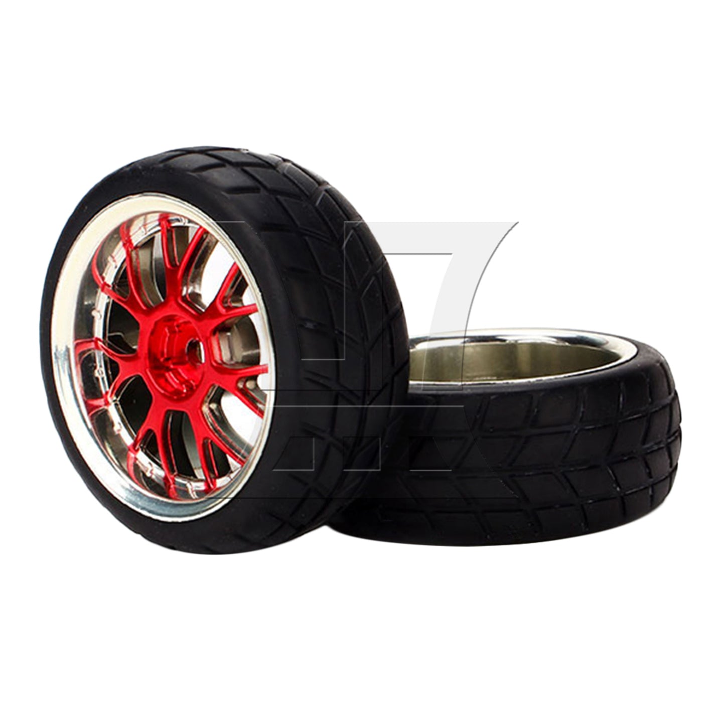 BQLZR 4PCS RC 1:10 Racing Car Y shape Hub Wheel Rim Grid Grain Tires Red and Black