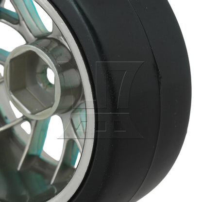 BQLZR Drift Tires & Y Shape Blue Hub Wheel Rims for RC 1:10 Drift Car Black Plastic
