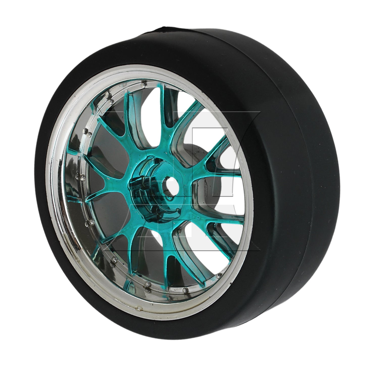 BQLZR Drift Tires & Y Shape Blue Hub Wheel Rims for RC 1:10 Drift Car Black Plastic