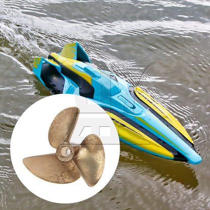 BQLZR 437 RC Boat Copper Propeller Three Leaves Hole 4MM Diameter 37MM Yellow