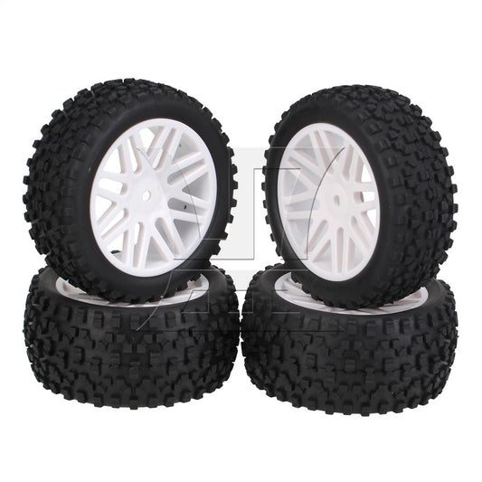BQLZR 4 x White Front Rear Wheel Rim Tyre Tires Replacements for RC 1:10 Off-Road