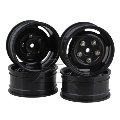 BQLZR Black Plastic Wheel Rims w/Screws Rubber Tires fit RC 1:10 Class Rock Crawler