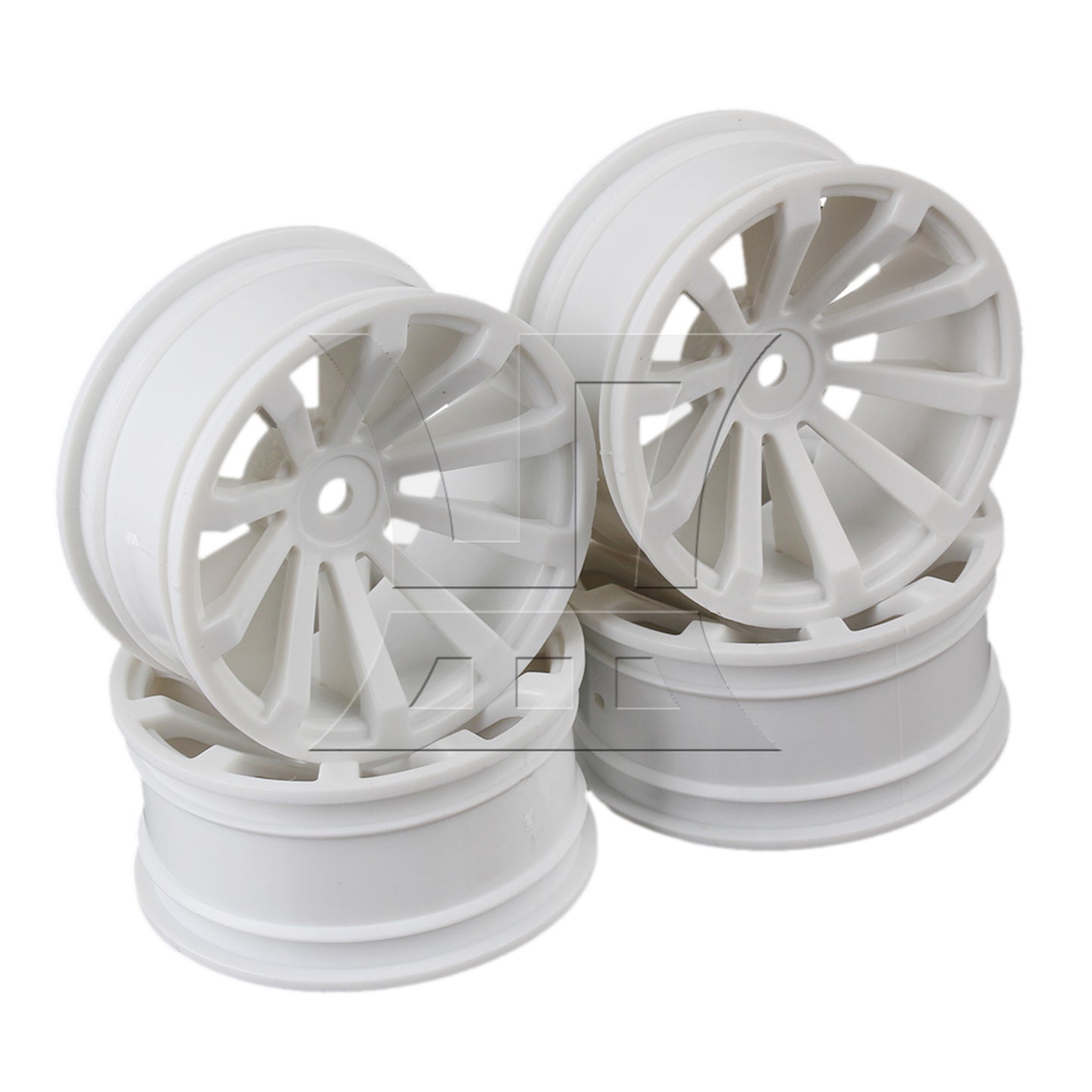 BQLZR Plastic 10-Spoke Wheel Rim for RC1:10 On Road Racing Car Set of 4 White