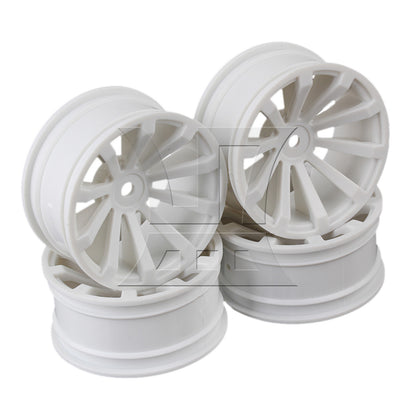 BQLZR Plastic 10-Spoke Wheel Rim for RC1:10 On Road Racing Car Set of 4 White