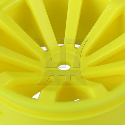 BQLZR 4 pcs Plastic 10-Spoke Wheel Rim for RC1:10 On-Road Car Drive Hex 12 mm Yellow