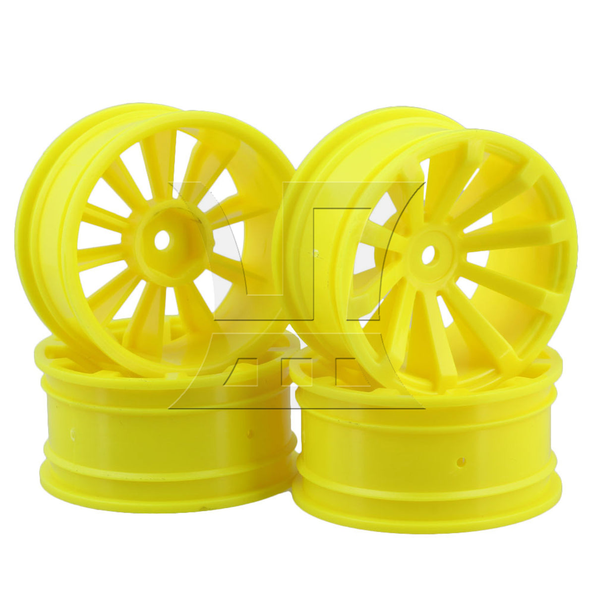 BQLZR 4 pcs Plastic 10-Spoke Wheel Rim for RC1:10 On-Road Car Drive Hex 12 mm Yellow