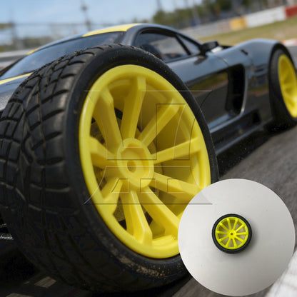 BQLZR 4 pcs Plastic 10-Spoke Wheel Rim for RC1:10 On-Road Car Drive Hex 12 mm Yellow