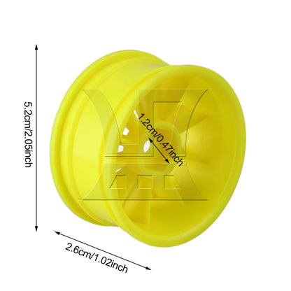 BQLZR 4 pcs Plastic 10-Spoke Wheel Rim for RC1:10 On-Road Car Drive Hex 12 mm Yellow