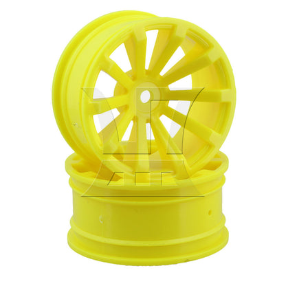 BQLZR 4 pcs Plastic 10-Spoke Wheel Rim for RC1:10 On-Road Car Drive Hex 12 mm Yellow