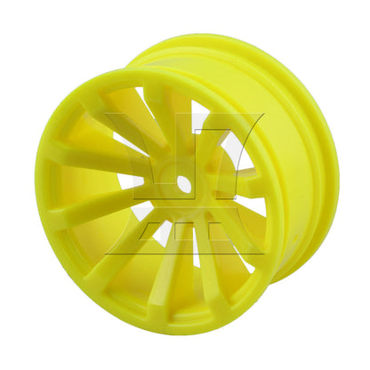 BQLZR 4 pcs Plastic 10-Spoke Wheel Rim for RC1:10 On-Road Car Drive Hex 12 mm Yellow