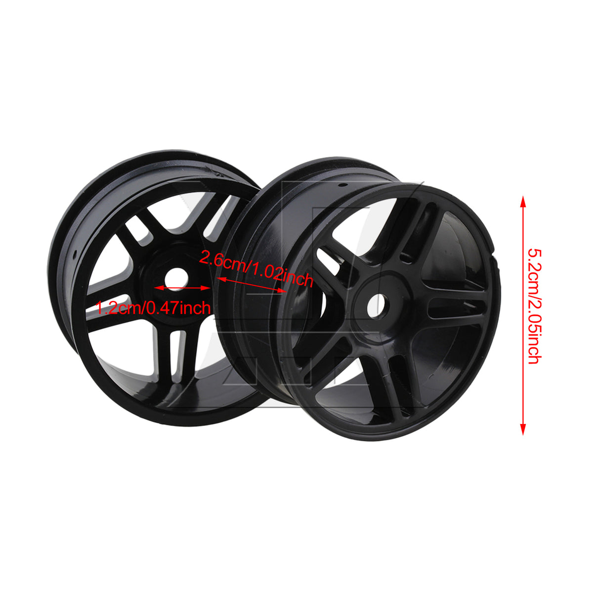 BQLZR 4xRC1:10 On-road&Drift Car Plastic Star Wheel Rim with Hole Drive Hex 12mm Black
