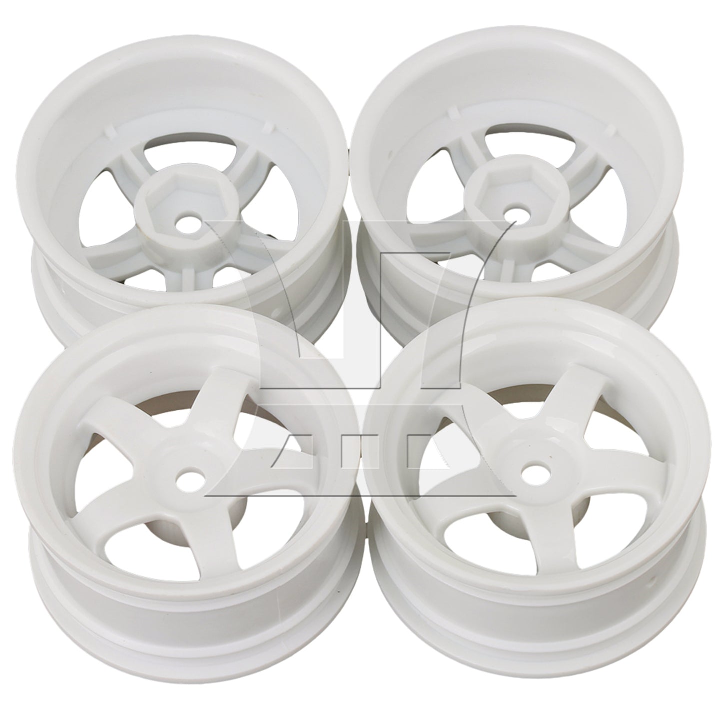 BQLZR 4pcs RC1:10 On-Road&Drift CarPlastic Wheel Rim with 5Spoke 52mm Dia White