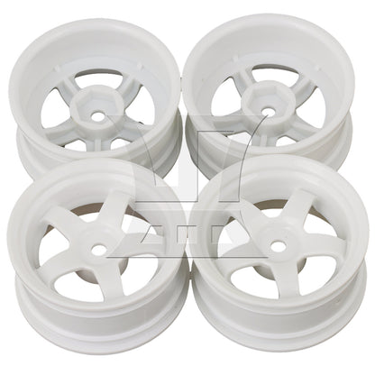 BQLZR 4pcs RC1:10 On-Road&Drift CarPlastic Wheel Rim with 5Spoke 52mm Dia White