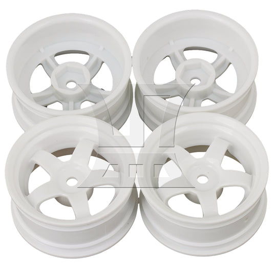BQLZR 4pcs RC1:10 On-Road&Drift CarPlastic Wheel Rim with 5Spoke 52mm Dia White