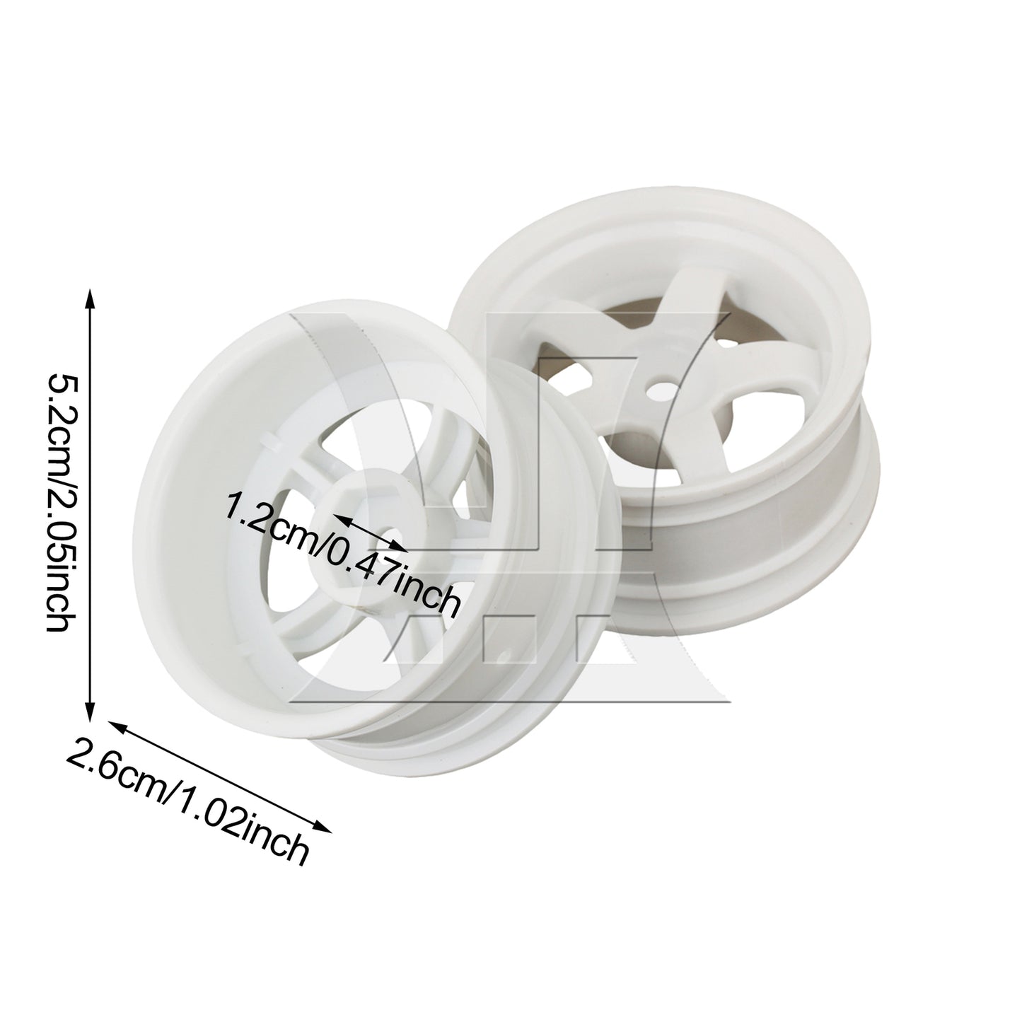 BQLZR 4pcs RC1:10 On-Road&Drift CarPlastic Wheel Rim with 5Spoke 52mm Dia White