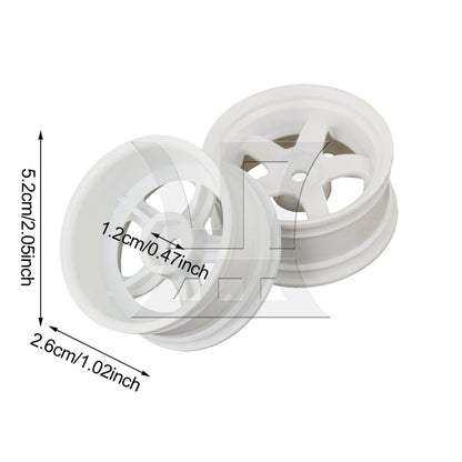 BQLZR 4pcs RC1:10 On-Road&Drift CarPlastic Wheel Rim with 5Spoke 52mm Dia White