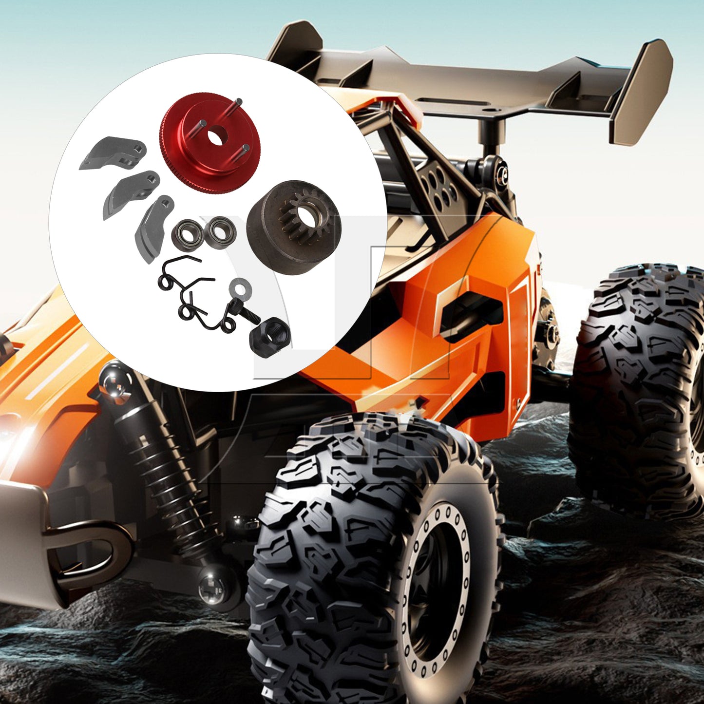BQLZR Red D10201 Aluminum Upgrade Flywheel with Clutch Set For RC1:8 Model Car 10 in 1