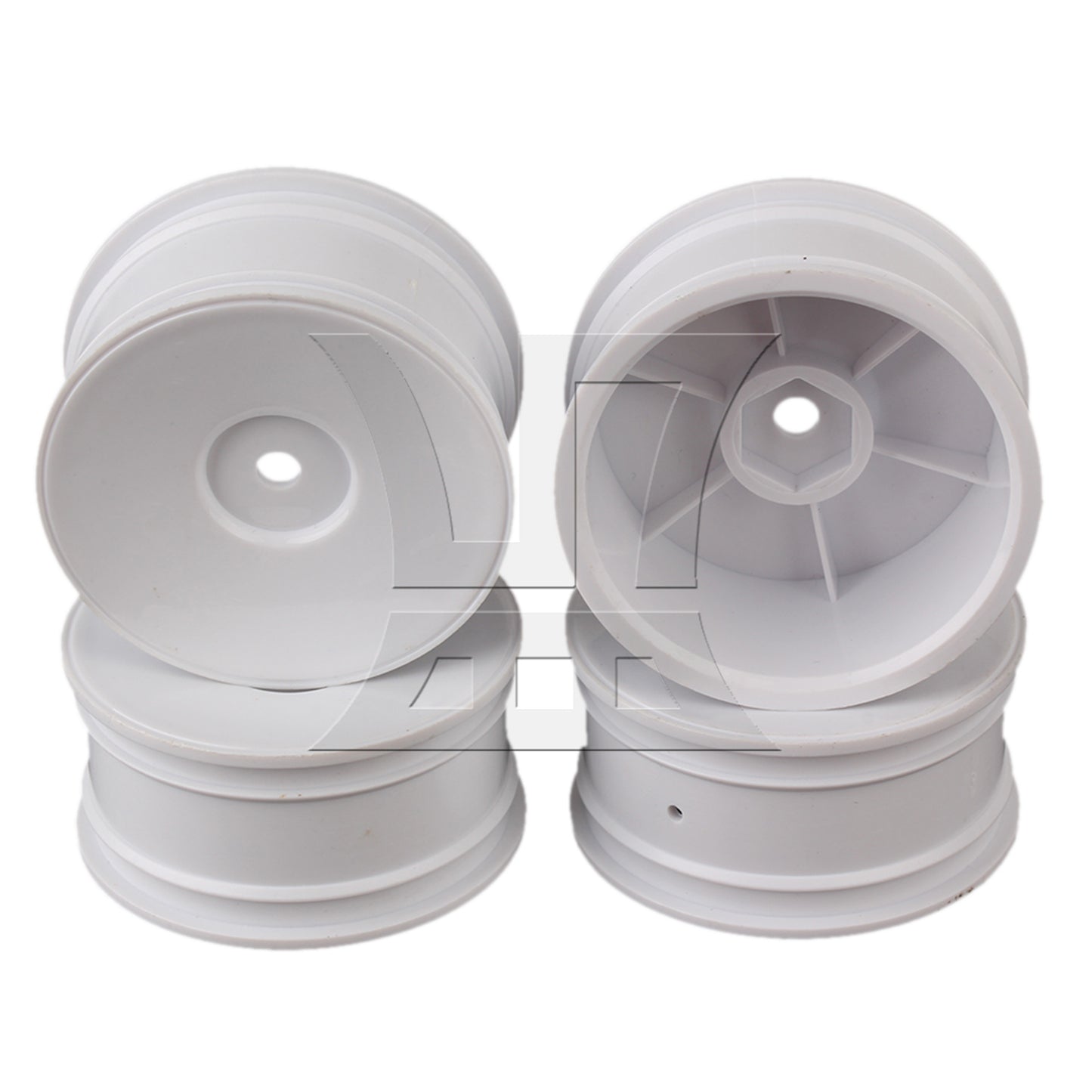 BQLZR RC1:10 On-road Fish Pattern Rubber Tires & Smooth Flat White Wheel Rims