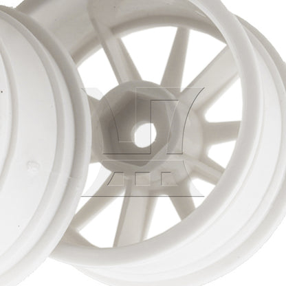 BQLZR White Plastic 10-Spoke Wheel Rims for RC1:10 On-Road Car & Drift Car Set of 4
