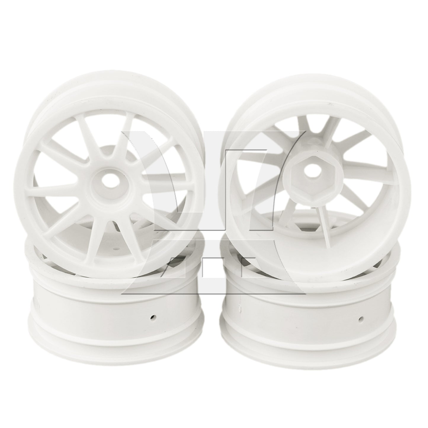 BQLZR White Plastic 10-Spoke Wheel Rims for RC1:10 On-Road Car & Drift Car Set of 4