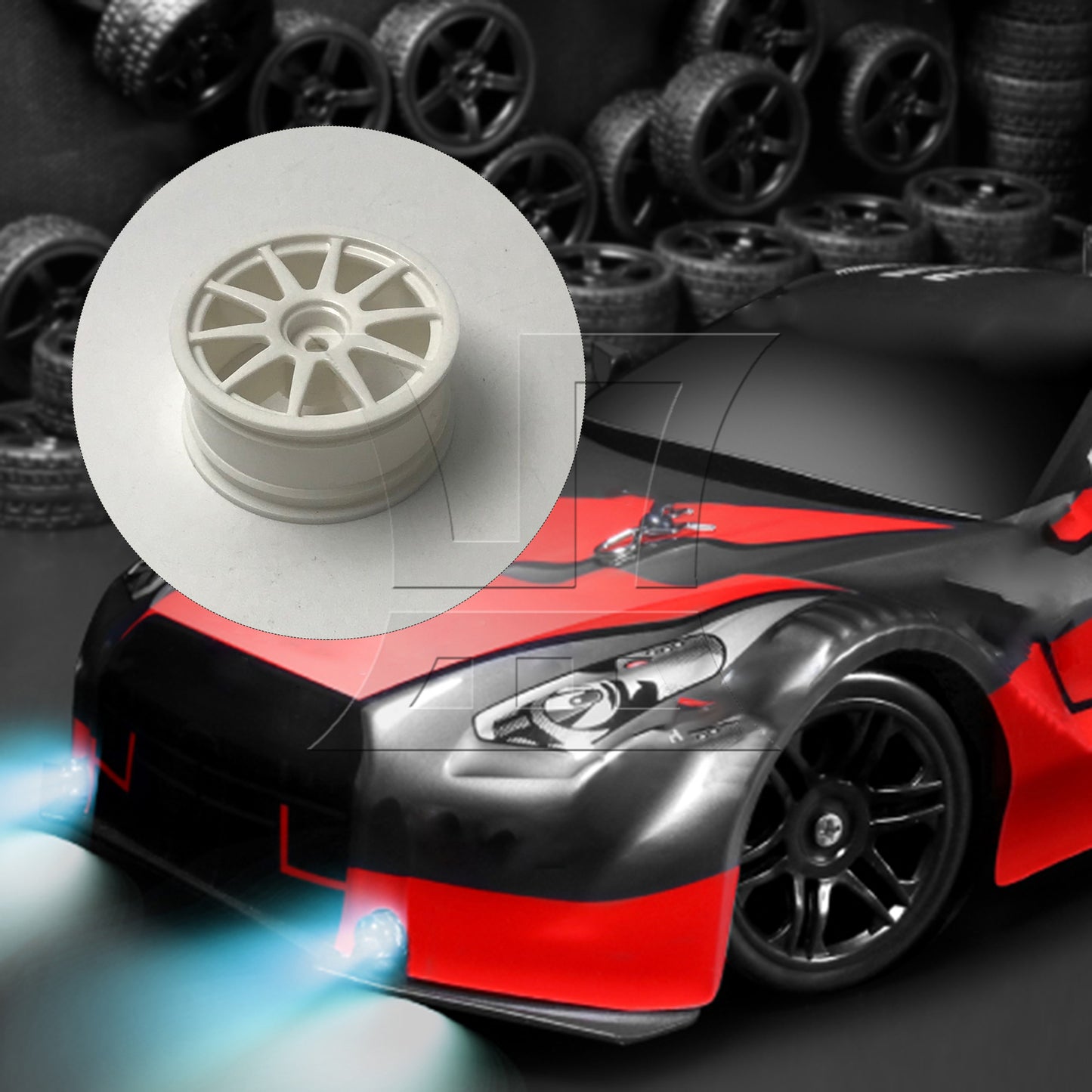 BQLZR White Plastic 10-Spoke Wheel Rims for RC1:10 On-Road Car & Drift Car Set of 4