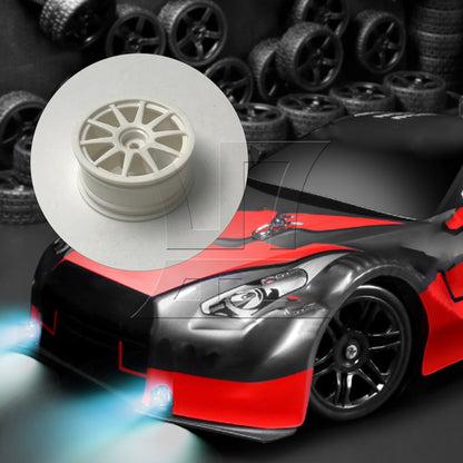 BQLZR White Plastic 10-Spoke Wheel Rims for RC1:10 On-Road Car & Drift Car Set of 4