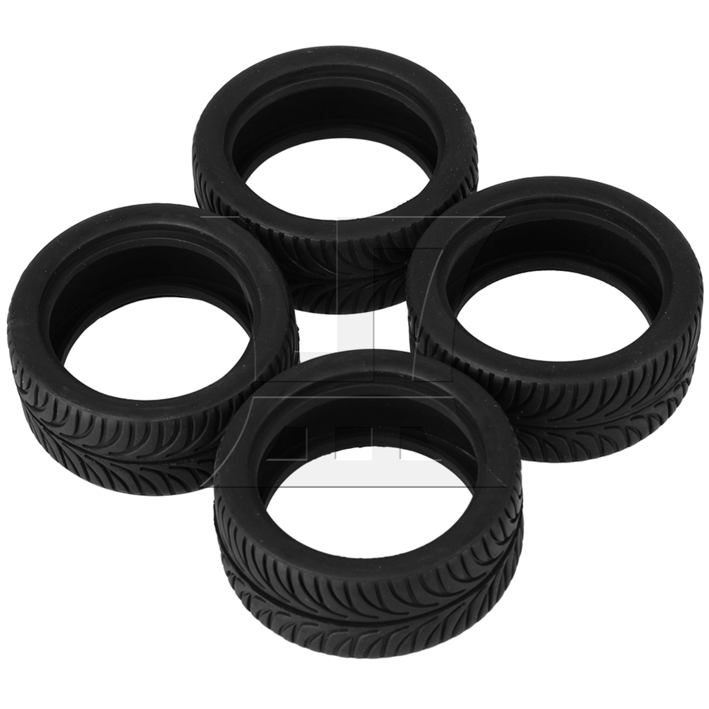 BQLZR  RC1:10 On-Road Car Gold 10-Spoke Wheel Rim & Leaf Pattern Rubber Tires