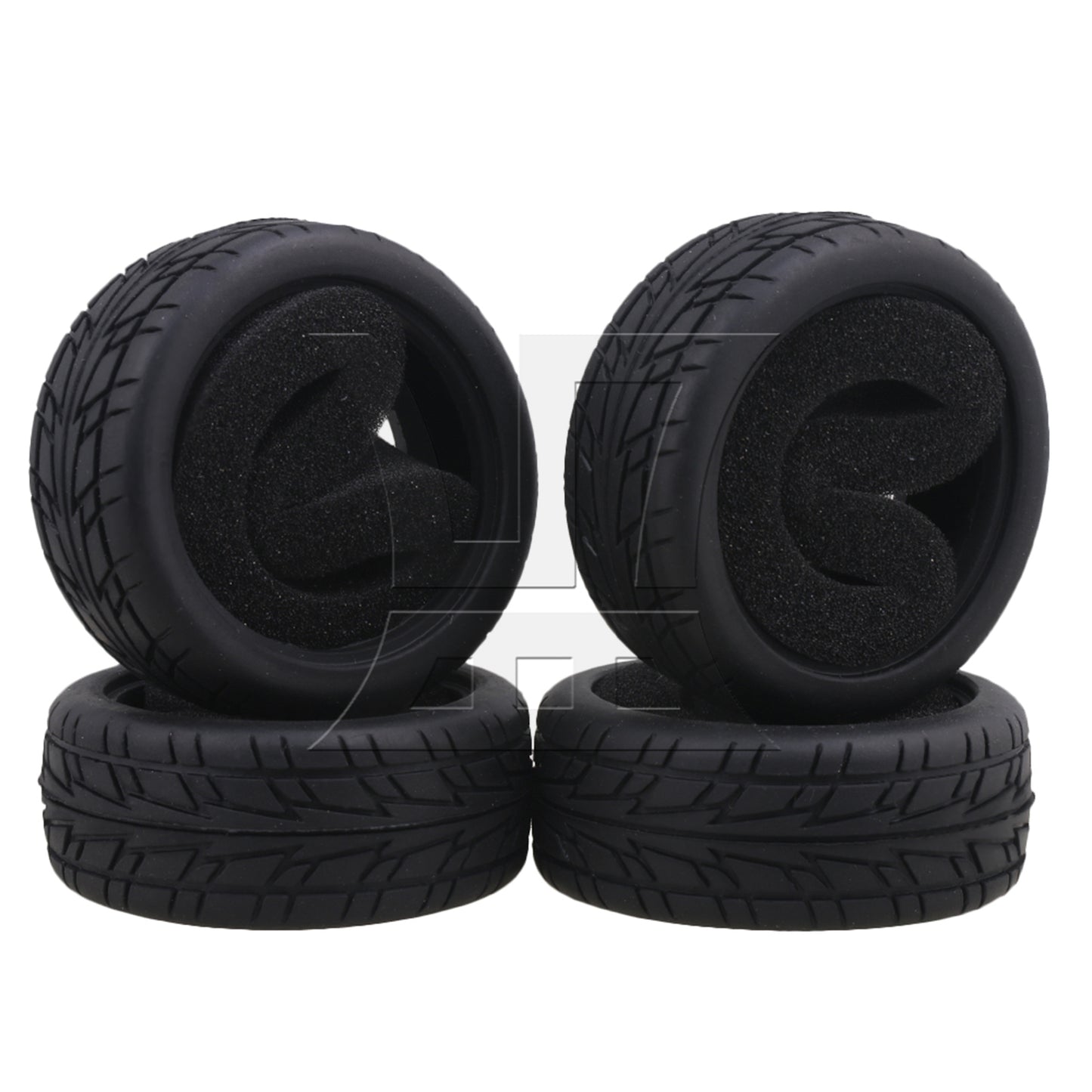 BQLZR 4pcs RC 1:10 On-Road Racing Car Flame Pattern Rubber Tyre Black RC Tire