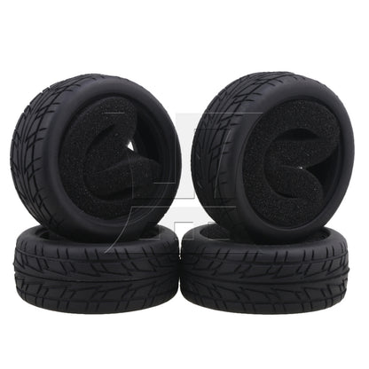 BQLZR 4pcs RC 1:10 On-Road Racing Car Flame Pattern Rubber Tyre Black RC Tire
